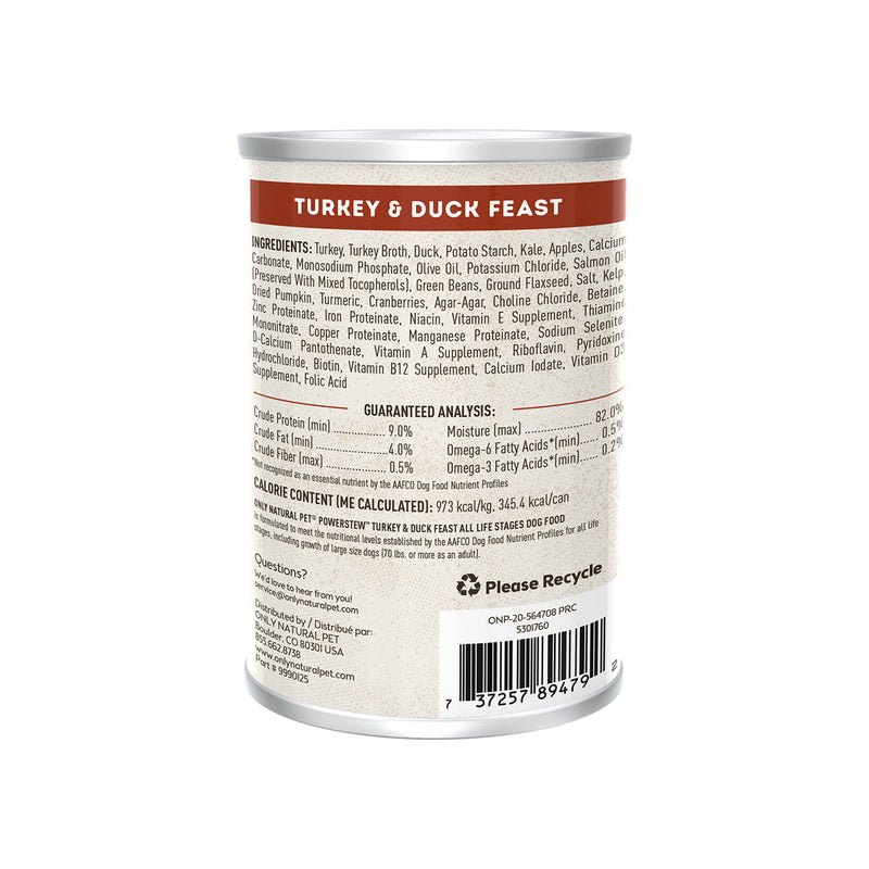 Only Natural Pet PowerStew Grain-Free Turkey & Duck Feast Wet Dog Food