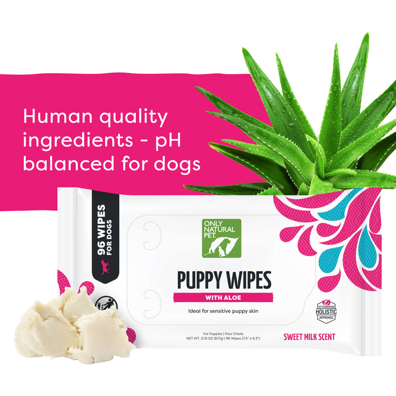 Only Natural Pet Puppy Wipes with Aloe for Sensitive Skin