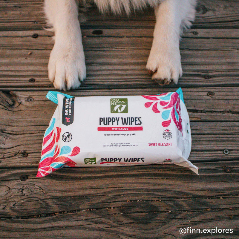 Only Natural Pet Puppy Wipes with Aloe for Sensitive Skin