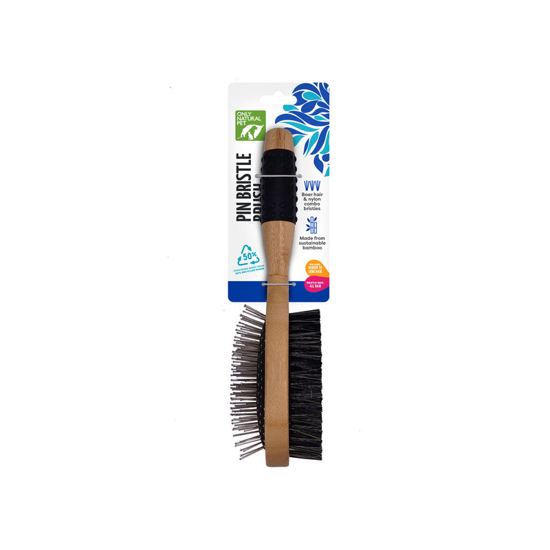 Only Natural Pet Pin Bristle Brush with Bamboo Handle for Dogs