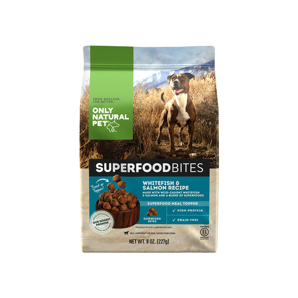 Only Natural Pet Superfood Bites Whitefish & Salmon Recipe Dog Food Meal Topper